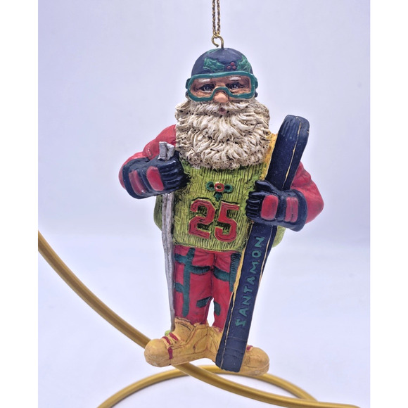 Other - Santa Claus Christmas Ornament Ski Skiing Sports Downhill Figure Comical 4"